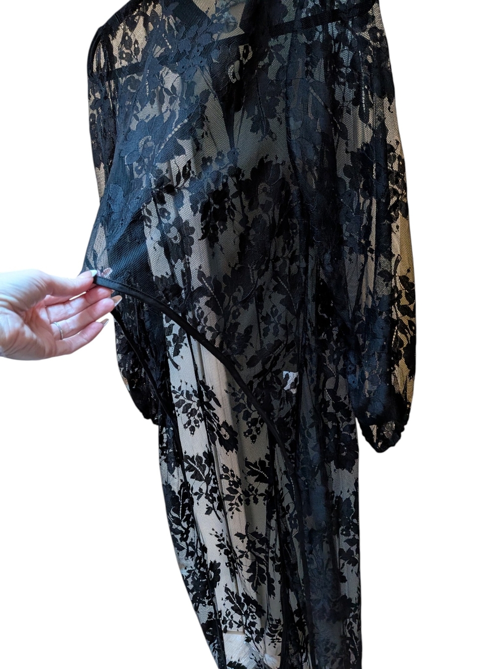 Women's Lace Long Sleeve Top With Long Train Size XL - Picture 7 of 10